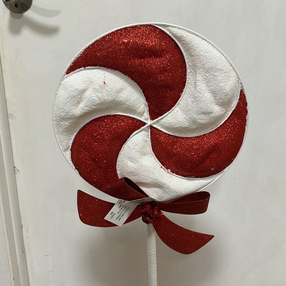 NWT 2017 HOBBY LOBBY JUMBO METAL GLITTER PEPPERMINT JINGLE BELL BOW DECOR - Picture 2 of 13